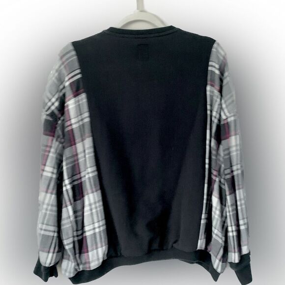 Upcycled Inuit Sweatshirt Flannel Sleeves 
Top - Picture 2 of 5